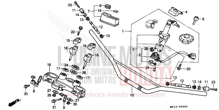 HANDLE PIPE/TOP BRIDGE for Africa Twin 750 BLACK (NH1K) from 1991